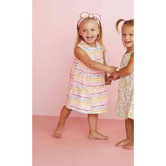 Mud Pie Dress & Matching Hair Band 4T Girl Pink EUC Sleeveless 100% Cotton Gauze - Picture 1 of 8